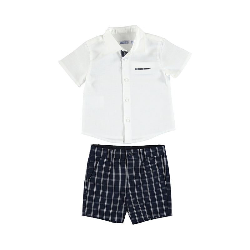 Mayoral 1232-010 Navy Dress Linen Short Set (STHE)