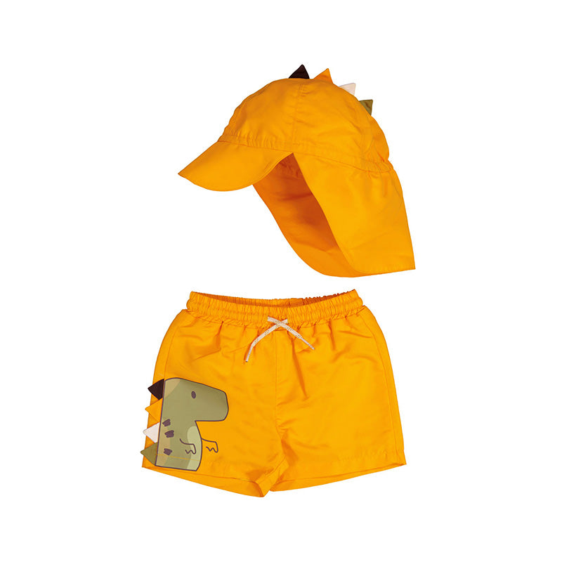 Mayoral 1642-032 Yellow Dino Swim Suit and Hat