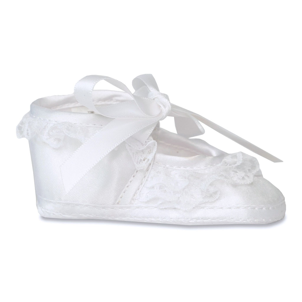 Baby Deer by Trimfoot Co. 2280 White Satin Slipper Lace Rosette