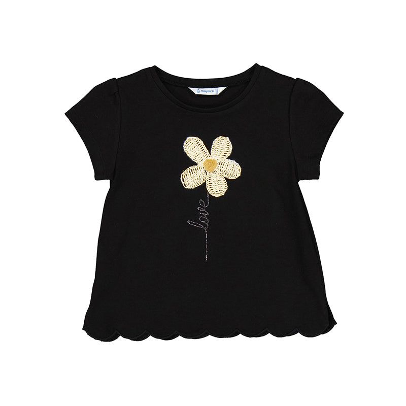 Mayoral 3060-064 Black Top with Cream Flower (STHE)
