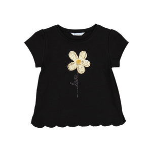 Mayoral 3060-064 Black Top with Cream Flower