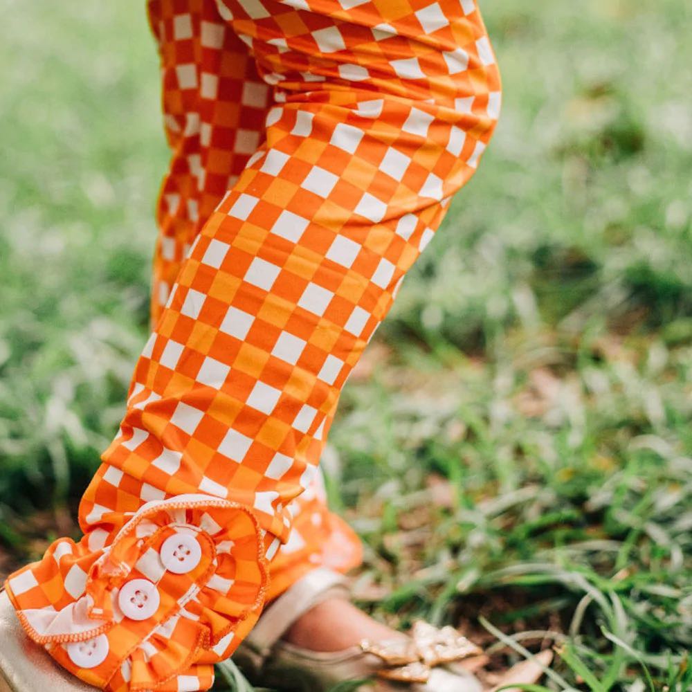 Sugar Bee Orange Gingham Leggings
