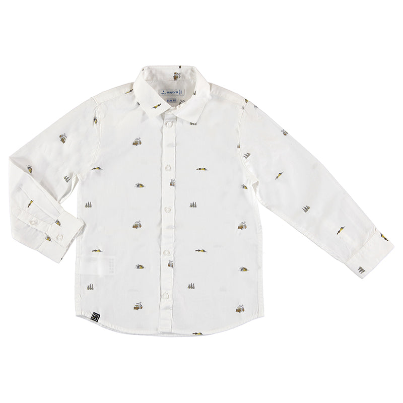 Mayoral 4186-048 Long Sleeve Dress Shirt Camper Detail