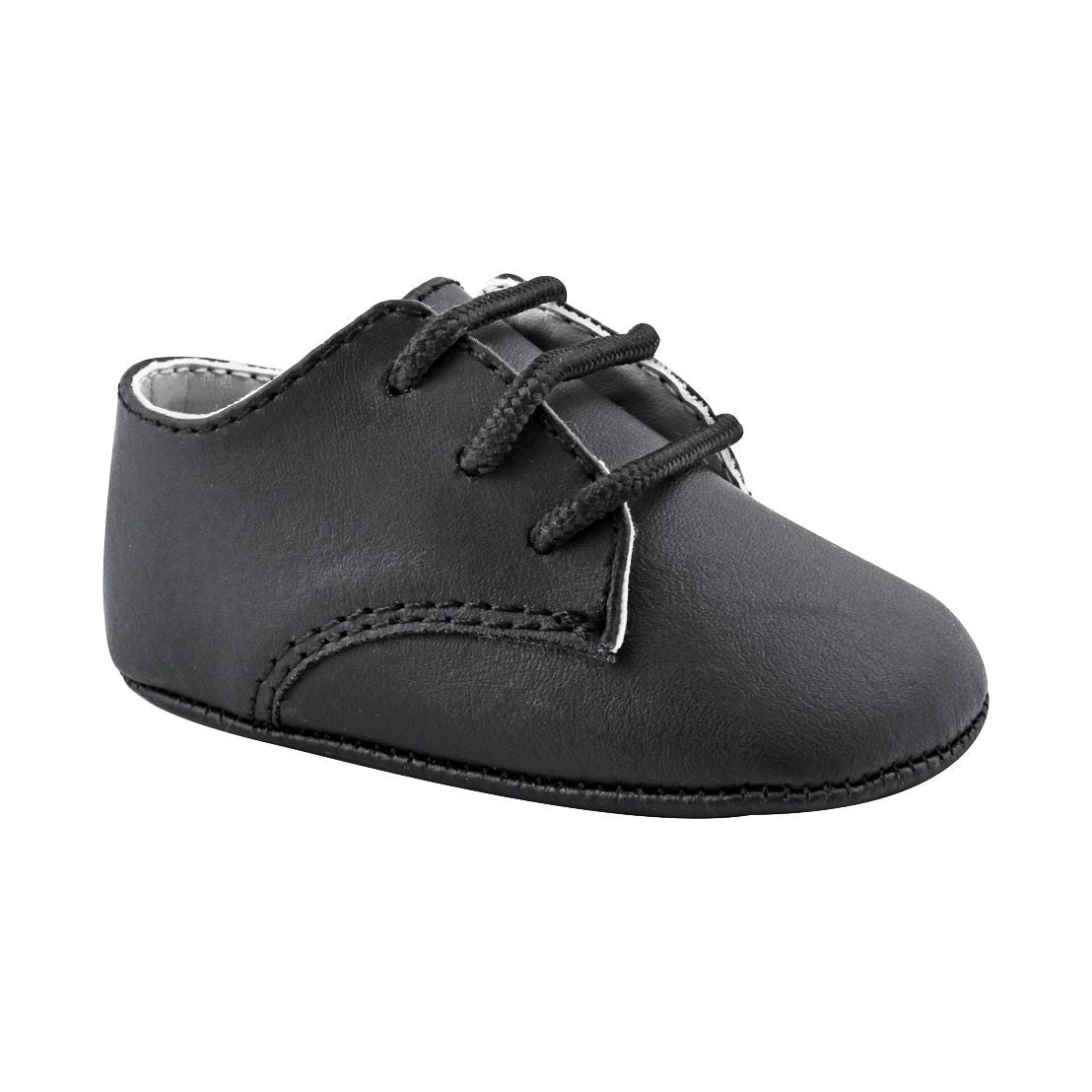Baby Deer Boys Black Leather Lace Up Soft Sole Oxford Dress Shoes 2 Baby