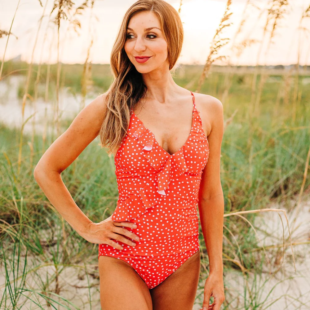 Poppeas A Unique Boutique Sugar Bee Mommy Red Retro Swimsuit RHES XL
