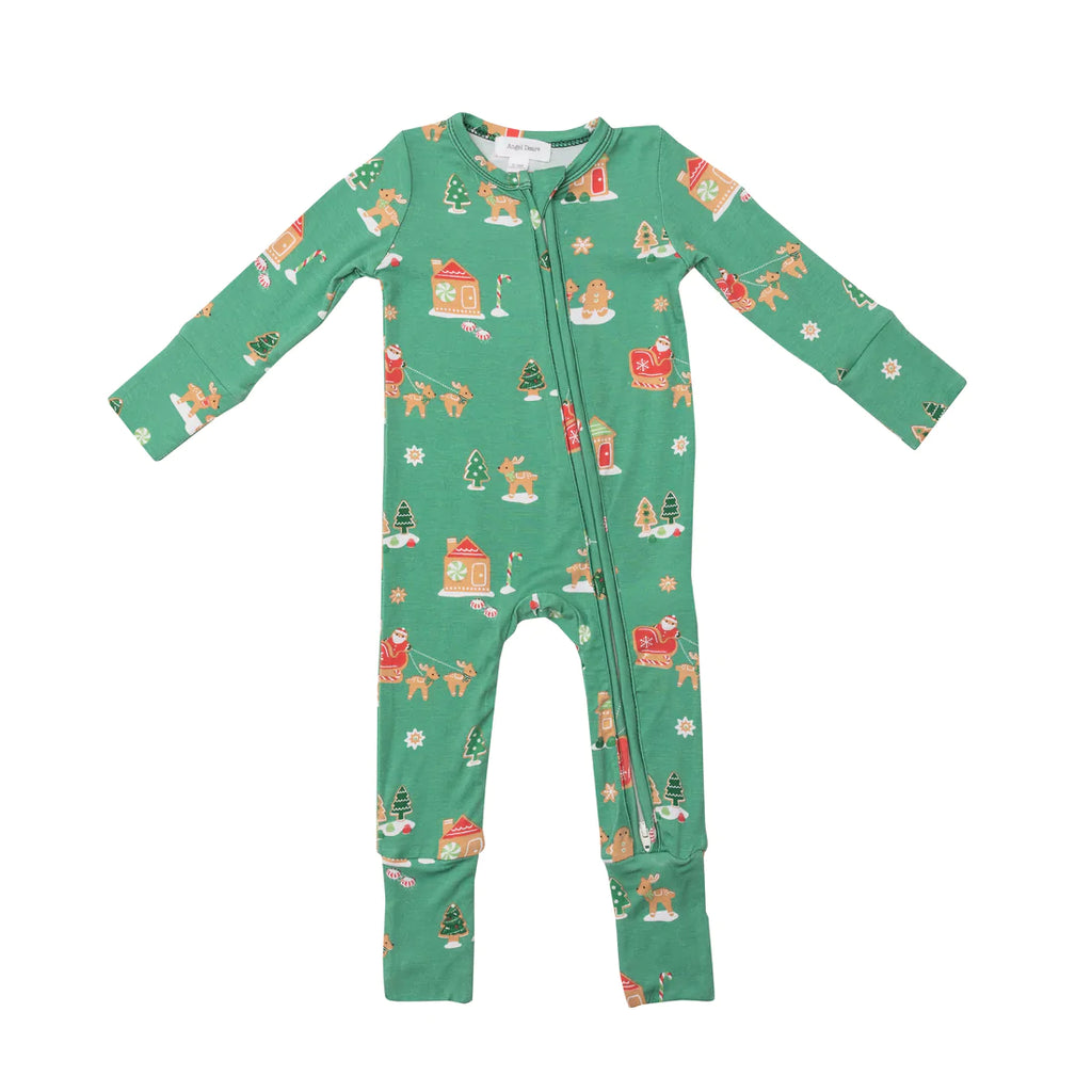 Angel Dear Gingerbread Sleigh Green Footie (HE)