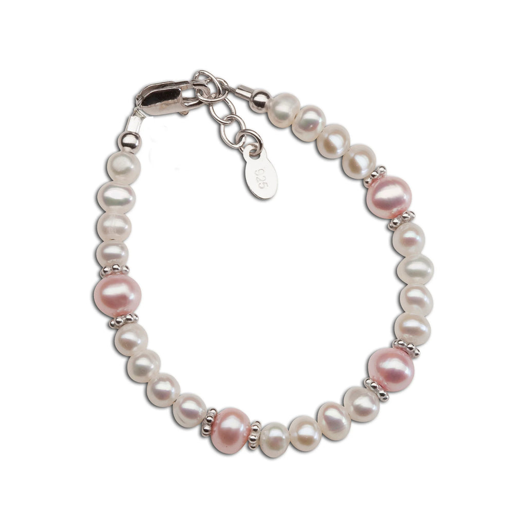 Cherished Moments Addie Silver Bracelet with Pink and White Freshwater Pearls