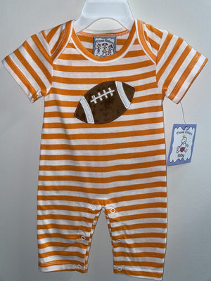 Three Sisters Orange Football Boys Romper (STHE)