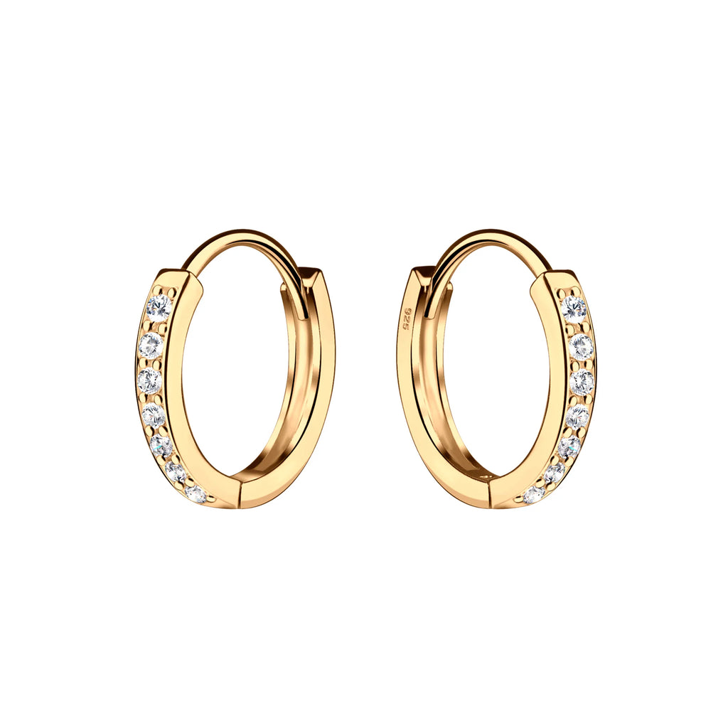 Cherished Moments 14K Gold-Plated Huggie Hoop Earrings with CZs for Kids 10mm