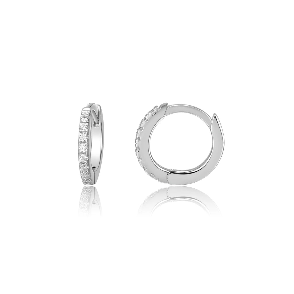 Cherished Moments Sterling Silver Huggie Hoop Earrings with CZs for Kids 10mm