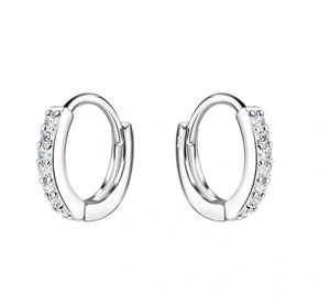 Cherished Moments Sterling Silver Huggie Hoop Earrings with CZs for Kids 10mm