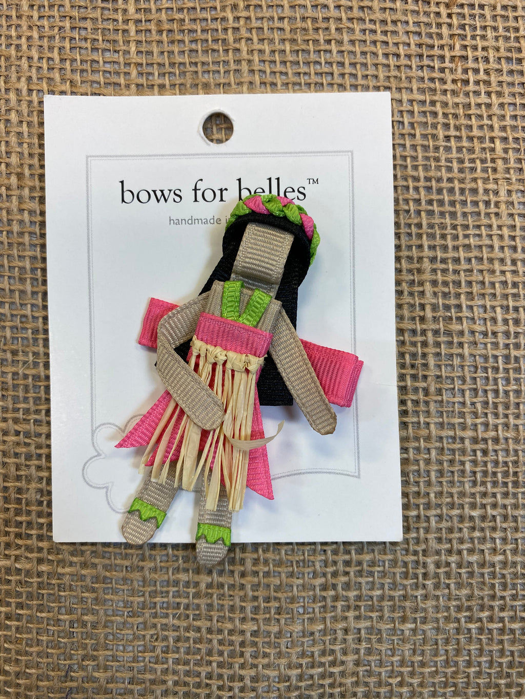 Bows for Belles Pink and Green Hula Girl