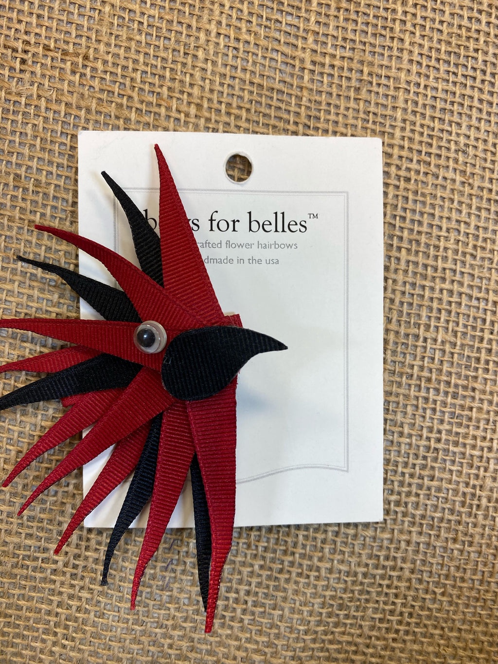Bows for Belles Black and Red Bird Bow