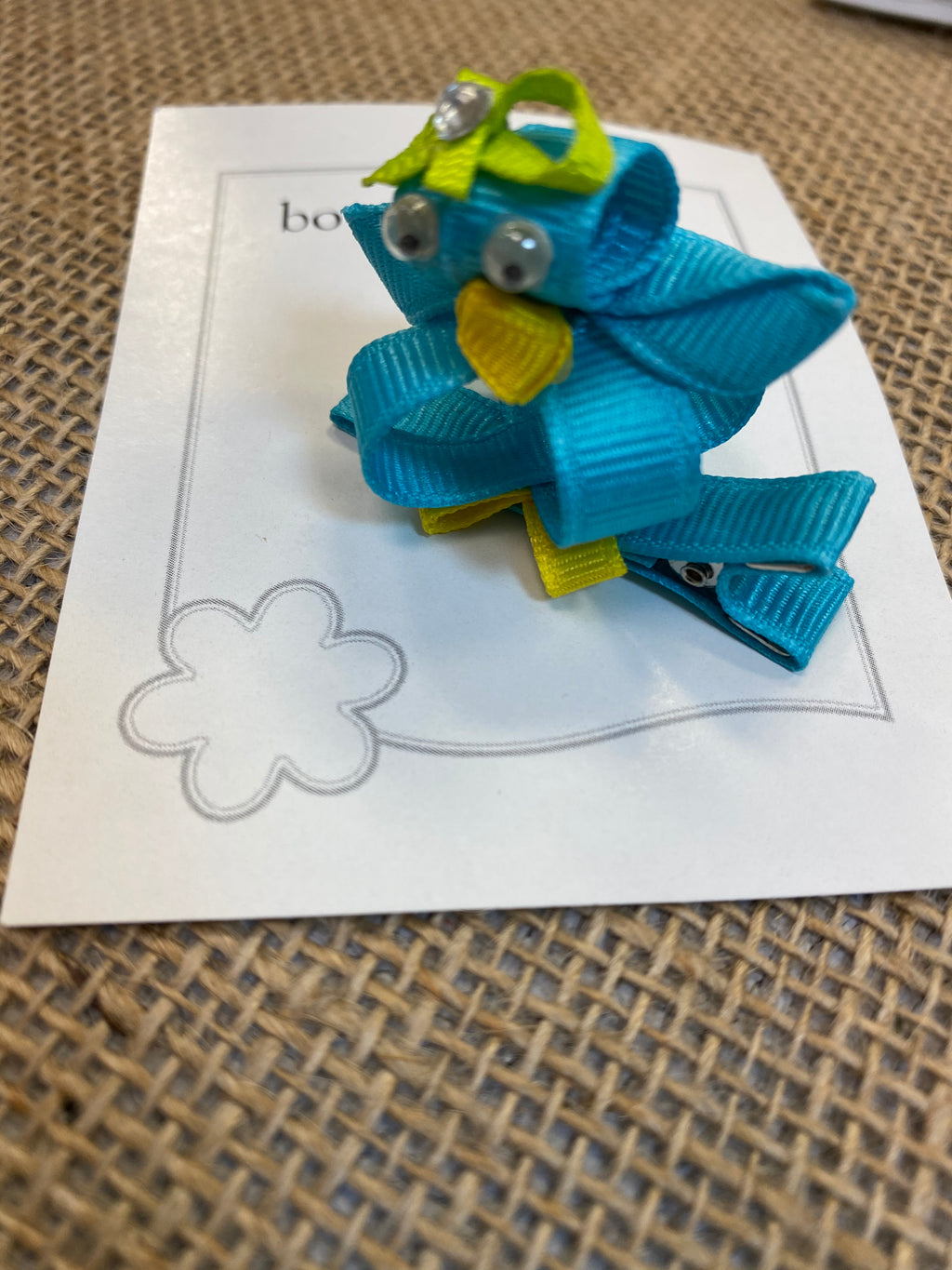Bows for Belles Blue Sitting Bird Bow (STHE)