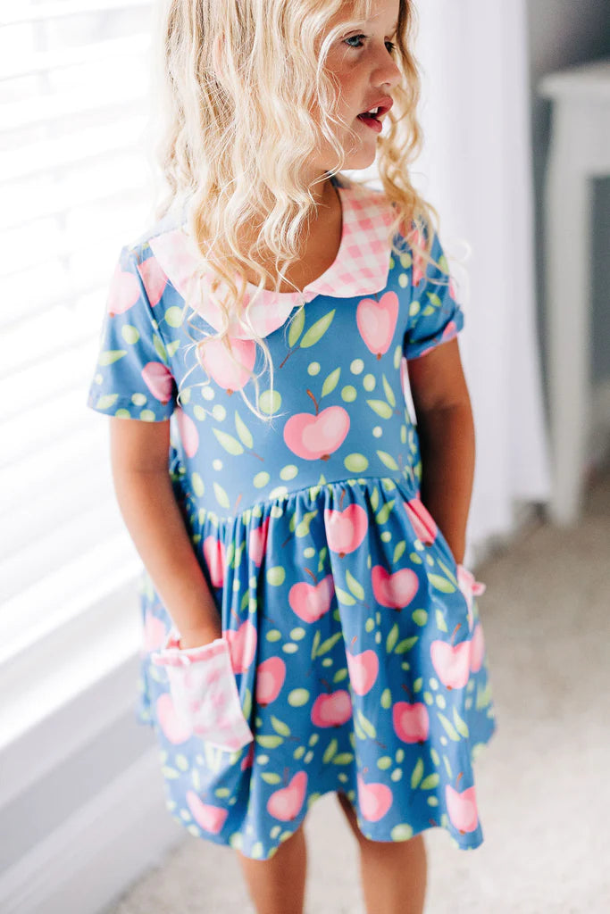 Sugar Bee Pink Apple Twirl Dress