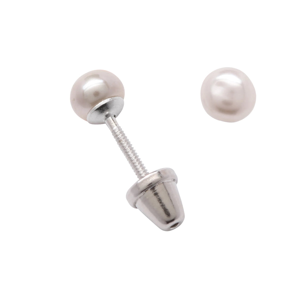 Cherished Moments Sterling Silver Child's White Pearl Earrings