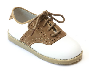 L'amour Leather Shoes Style 042 White and Khaki
