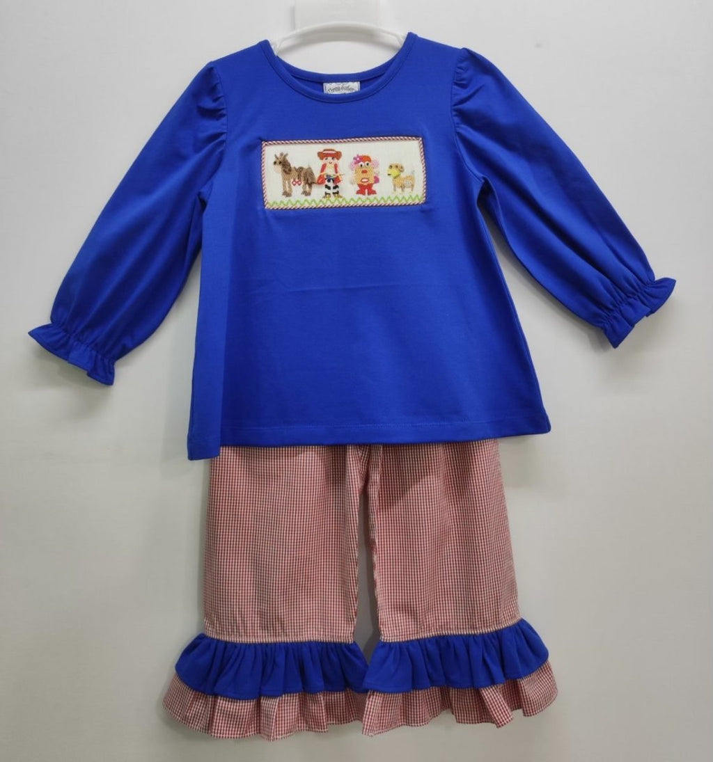Three Sisters Toy Time Smocked Ruffle Pant Set (STHE)