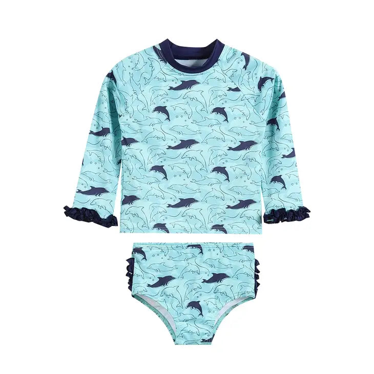 Lil Cactus Dolphins Rash Guard and Bottoms 2 pc Set (STHE)