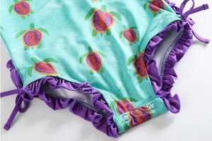 Lil Cactus Turquoise Turtle Ruffle Swimsuit (STHE)