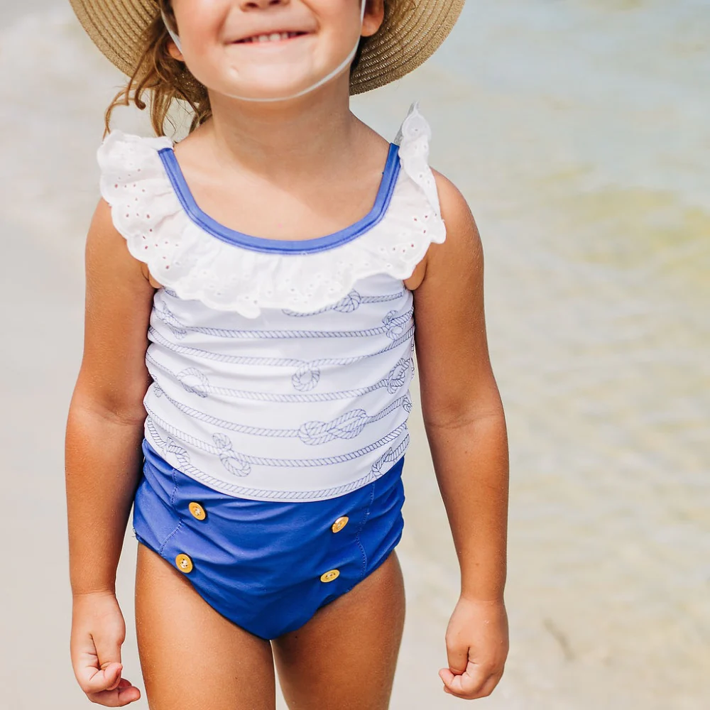 Sugar Bee Girls Nautical Retro Swim One Piece RHES Poppeas A Unique Boutique