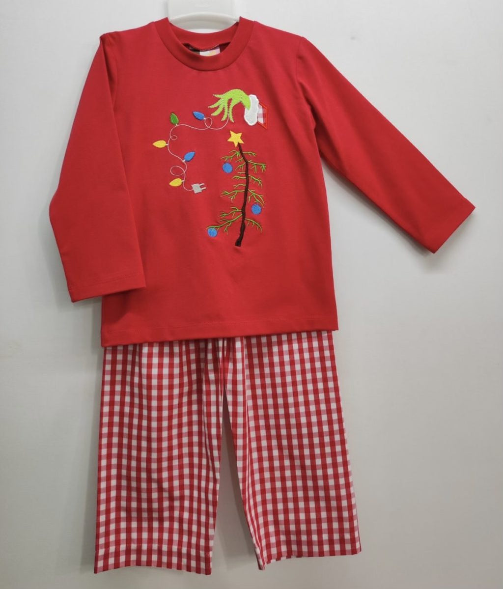 Banana Split Green and Grumpy Tree Boys Pant Set