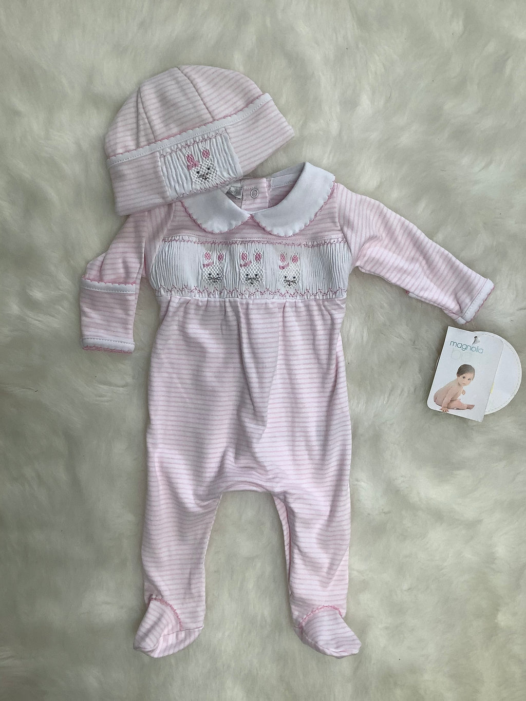 Magnolia Baby Smock Bunny Footie Take Me Home