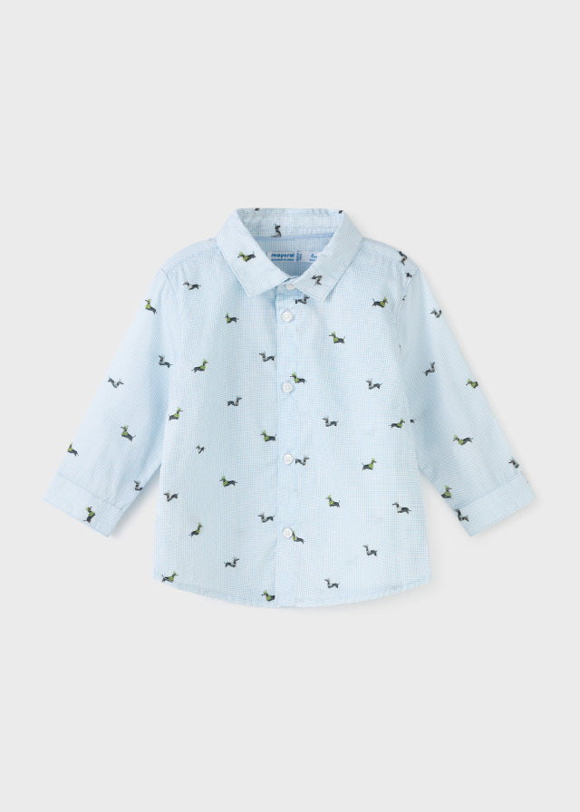 Mayoral 2147-67 Light Blue Puppy Embellished Button Down