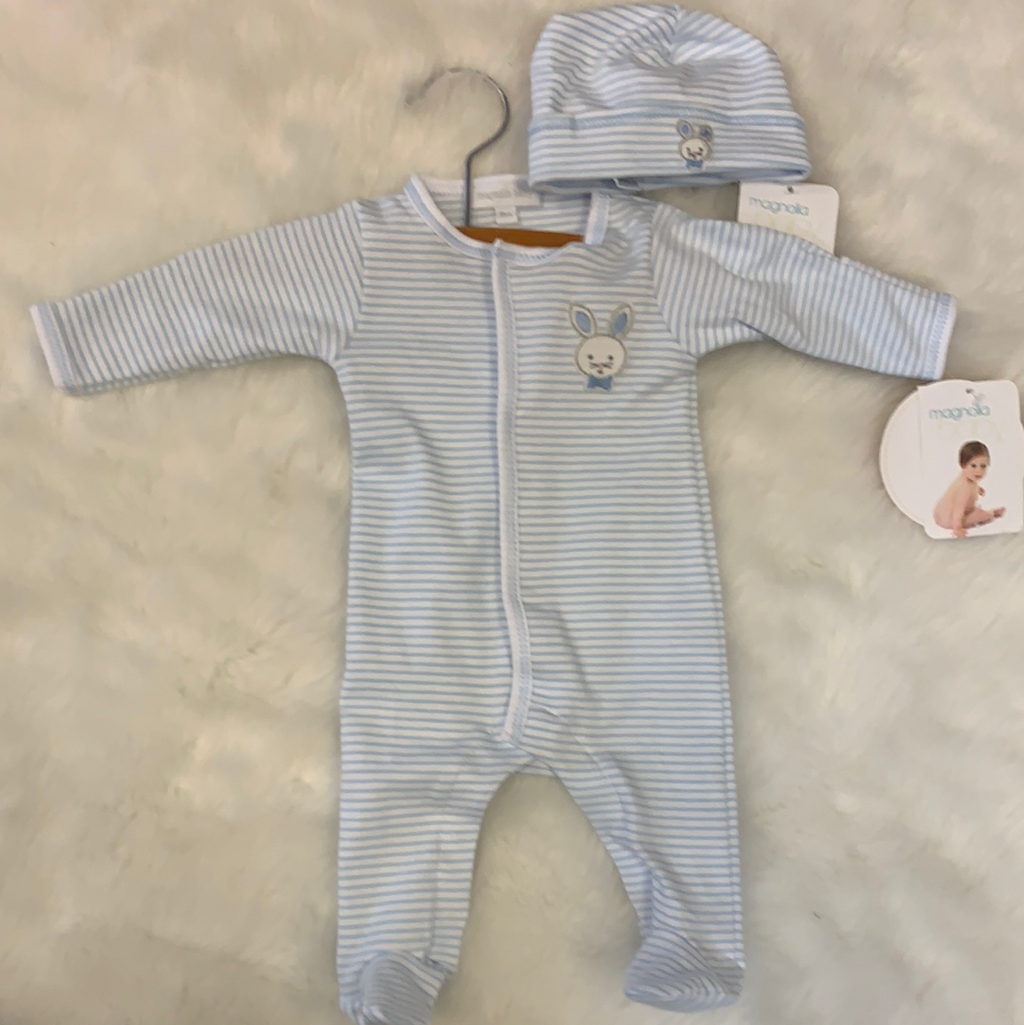 Magnolia Baby Blue Striped Bunny Footie