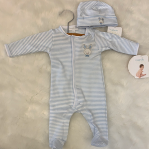 Magnolia Baby IVAW8282023 Blue Striped Bunny Footie (STHE)