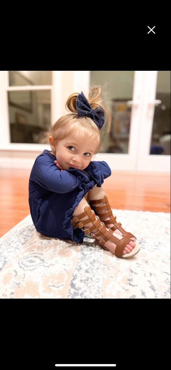 Baby Moccs Gladiator Sandals- Tan (STHE)