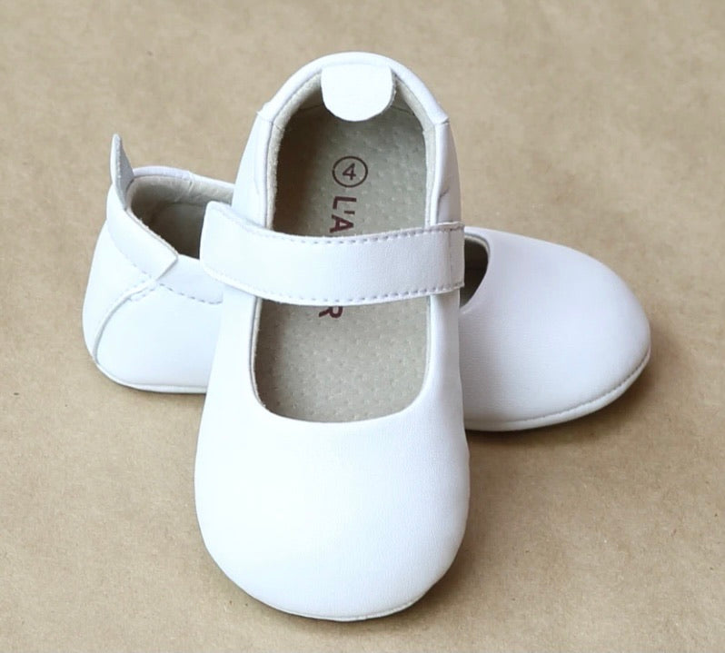L’Amour 3510 White Mary Janes (STHE)