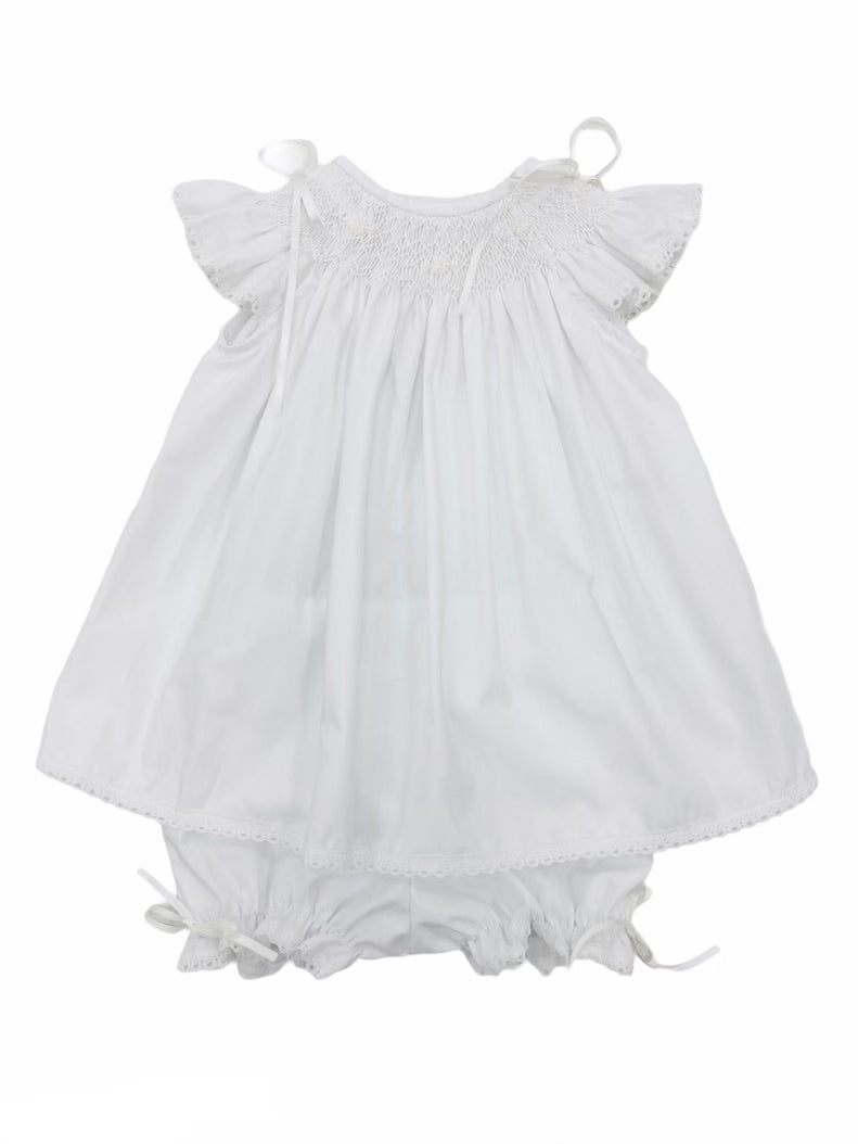 LuLu BeBe SS22 White Smocked Bloomer Set (STHE)