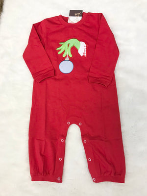 Banana Split Green and Grumpy Ornament Romper