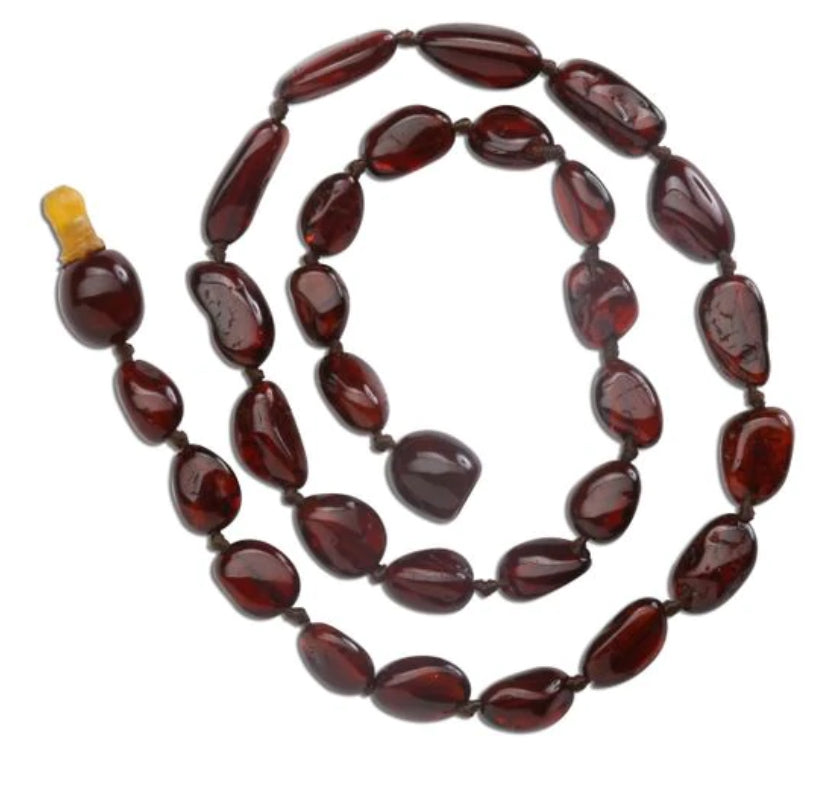 Cherished Moments Amber Teething Necklace Dark Cherry Polished