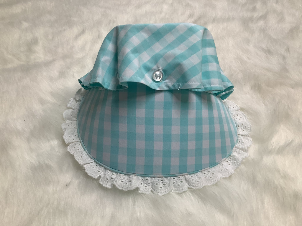 Banana Split Blue and White Plaid Bonnet (HE)