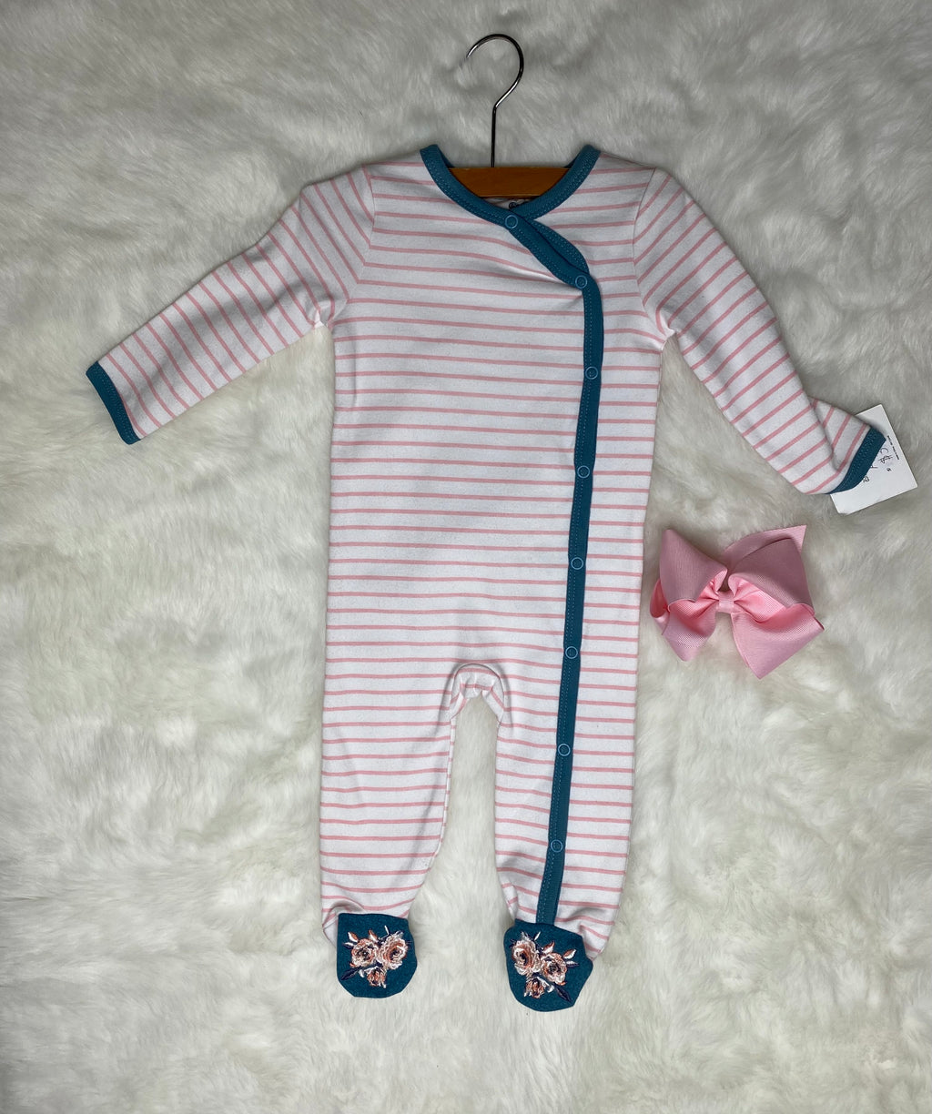 Asher and Olivia Striped Footie