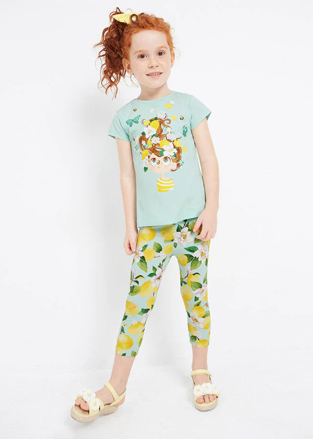 Mayoral 3787 Girls Aquamarine Floral Legging Set (STHE)
