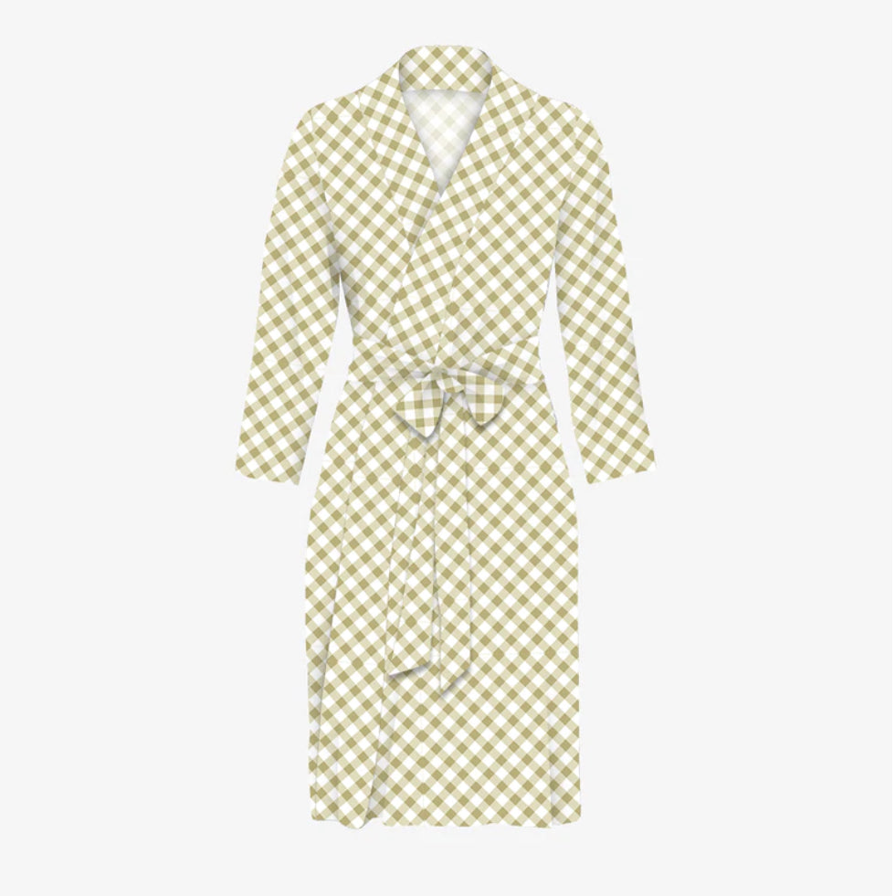 Charlie’s Project E-I-E-I-O Woman’s Gingham Robe (Bamboo Material)