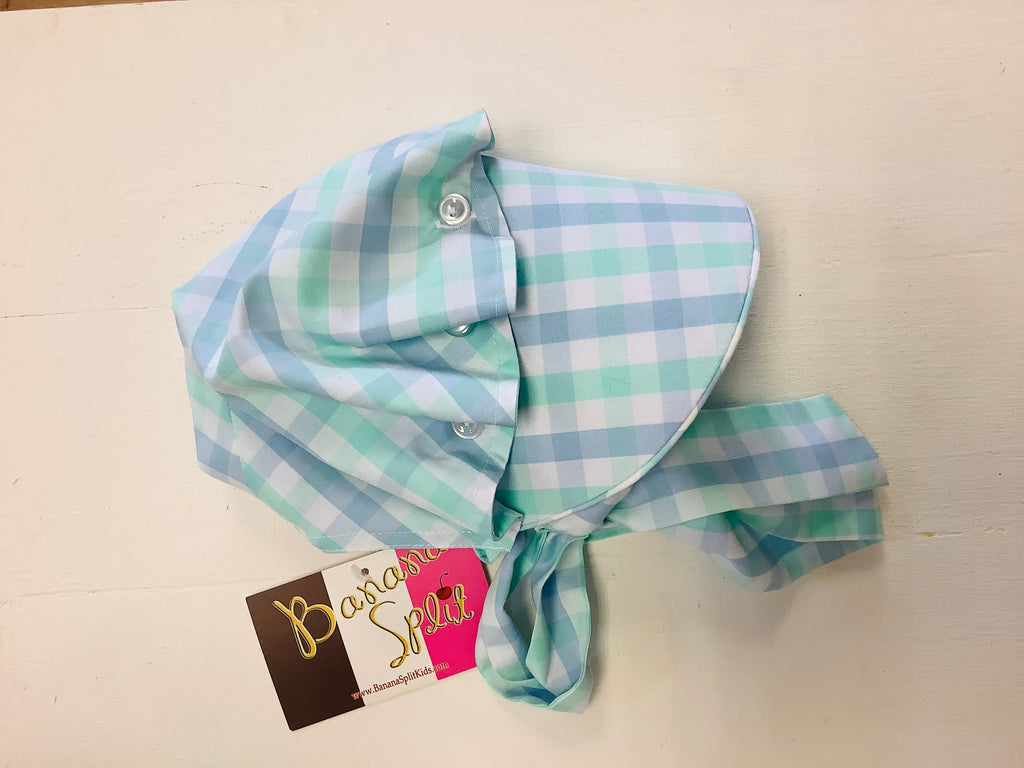 Banana Split Blue and Green Gingham Bonnet (HE)