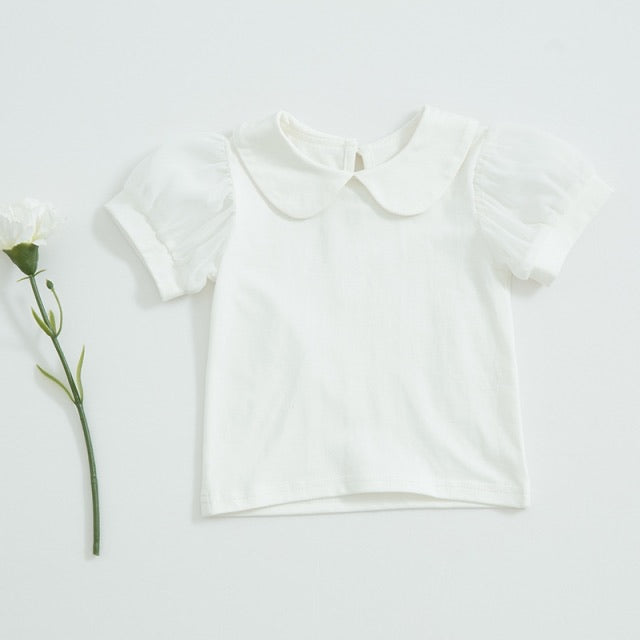 Angoubebe White Peter Pan Collar with Sheer Sleeves (STHE)