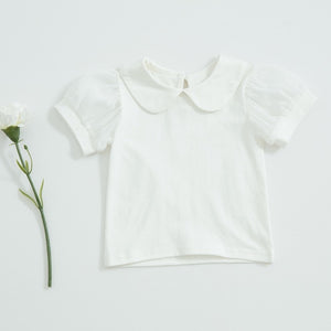 Angoubebe White Peter Pan Collar with Sheer Sleeves