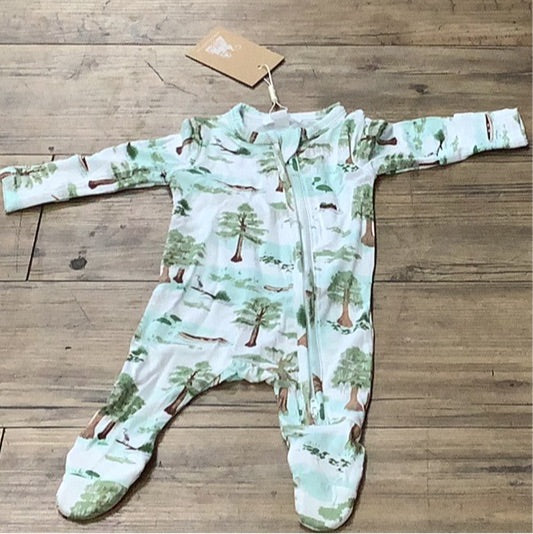 Angel Dear Cypress Trees/White 2 Way Zipper Footie (STHE)NB
