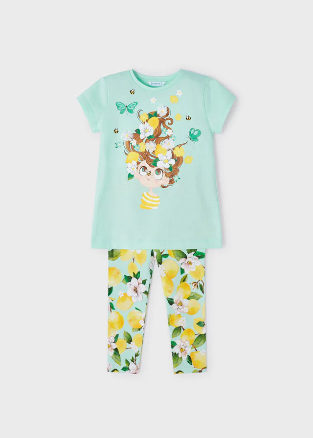 Mayoral 3787 Girls Aquamarine Floral Legging Set (STHE)