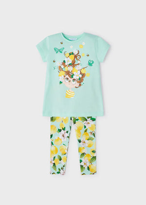 Mayoral 3787 Girls Aquamarine Floral Legging Set (STHE)