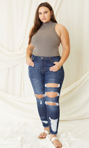 KanCan Plus Sized Distressed Jeans