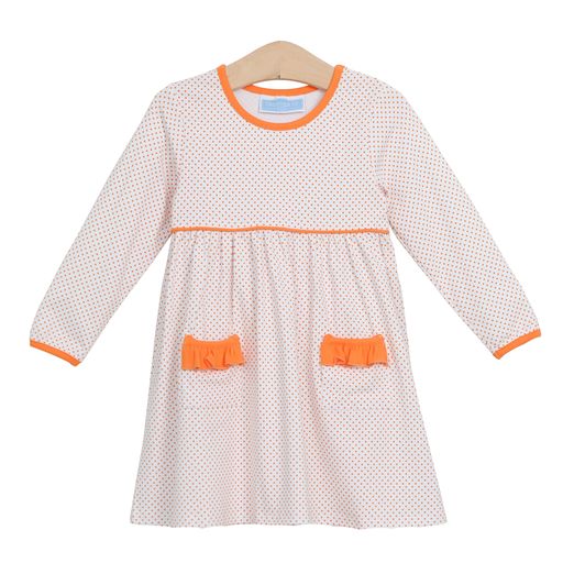 Trotter Street Kids Millie Orange Dot Pocket Dress