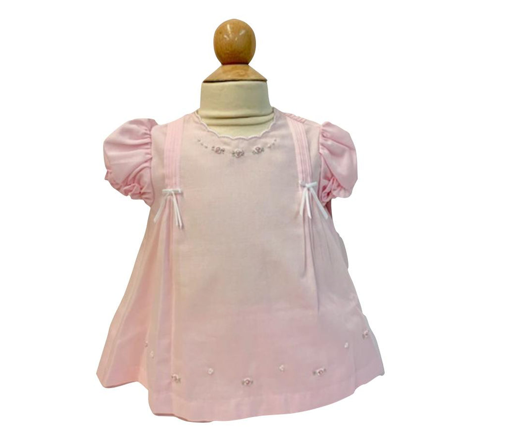 Will'beth Pink Pearl Pintuck Dress Set & Bloomers