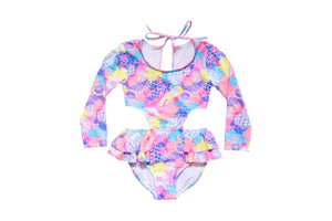 Blueberry Bay Pink Pearl One Piece Long Sleeve Swimsuit (RHES)