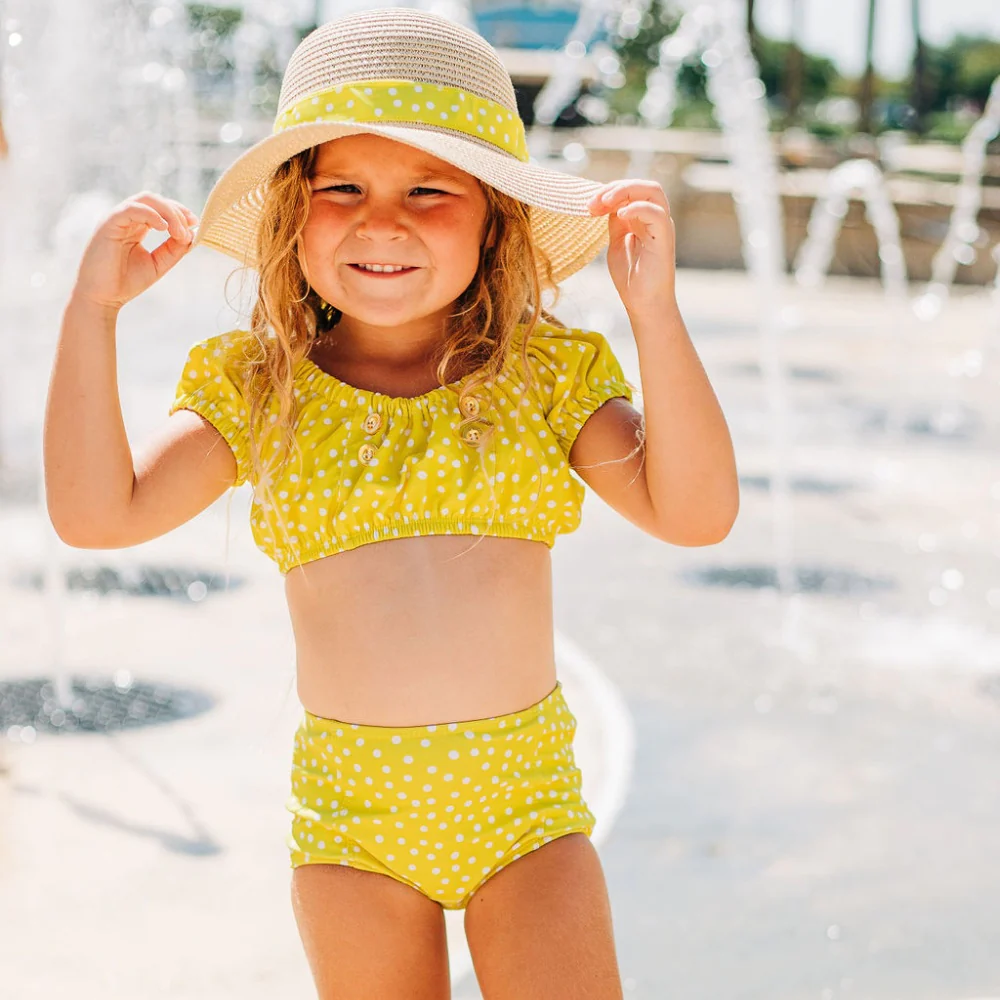 Sugar Bee Girls Yellow Dot Swimsuit (STHE)